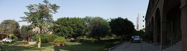 Another view of the front gardens, with the Institute on the right and the seating area where I read under the trees in the middle of the picture.