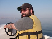 Just me, sailing on the Sea of Galilee, just like Peter and Jesus used to do. Except for the motor.