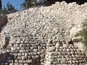 The old Jebusite wall of the oldest part of the city of Jerusalme, fortified by later Judean kings. Dates around 1000-800 BCE.