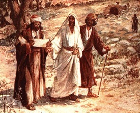 Two disciples meet Jesus on the road to Emmaus -700px