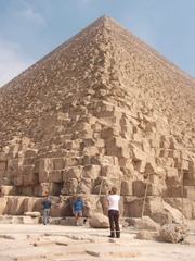 Me standing at the base of the Great Pyramid (and some other tourists). This begins to convey the sheer magnitude of the pyramids. They truly are awe-inspiring.