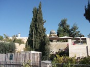 Looking up from the City of David towards the Temple Mount. The dome visible is the mosque that sets at the South end of Herod's Temple Mount.