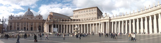 Vatican Square, including St. Peter's, renovated in the 1600s.