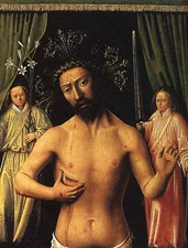 Another disturbingly motherly portrait of Jesus, this time explicitly offering us his breast as nourishment.