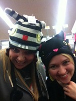 Silly hats with Kati. Amanda does now actually own this hat.