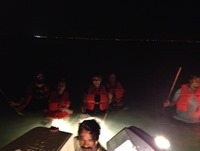 Our Crabbing Crew emerging from the darkness